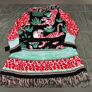 NWT Essitam Jacquard Belted Cardigan Coatigan Women’s SMALL OJOUR- TIGER $395